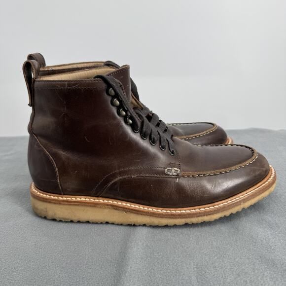 Rhodes Dean Moc Toe Boots Mens 8.5 Brown Leather Vibram Wedge Sole main image 6